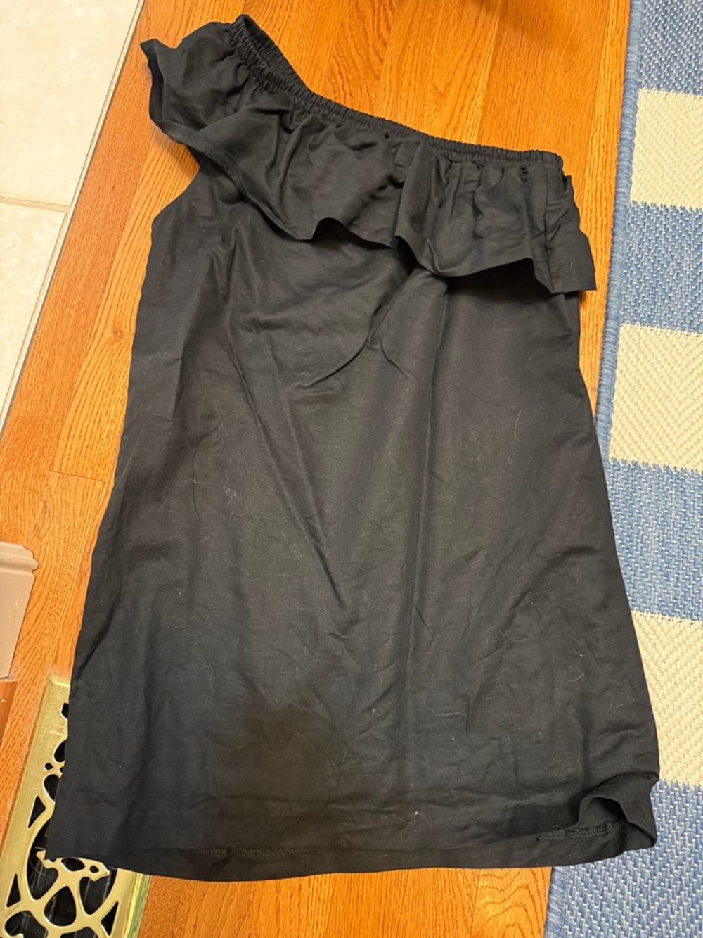 J. Crew Black Off-Shoulder Ruffle Dress